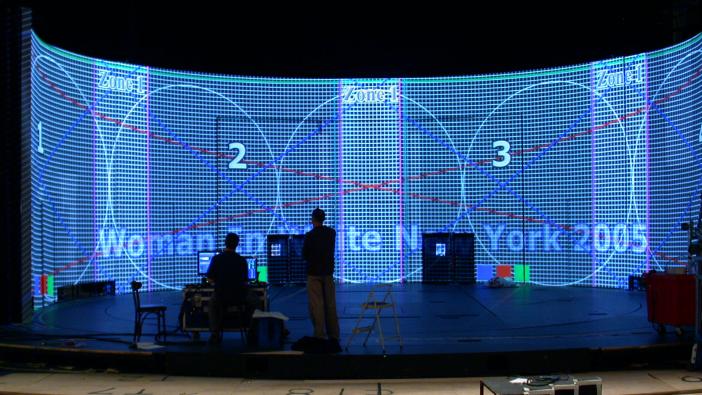woman in white projection mapping